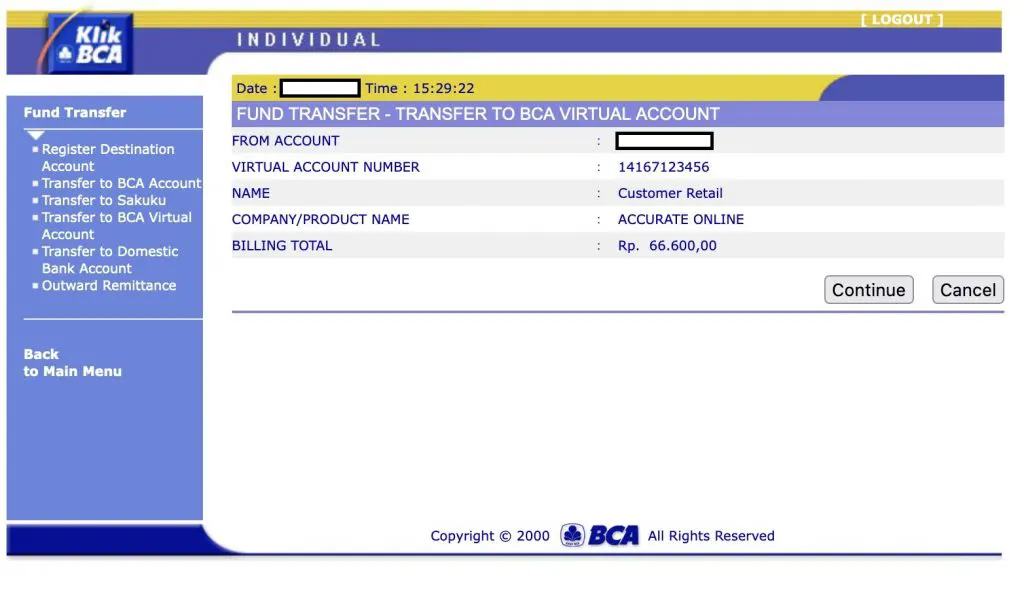 cara menggunakan VA BCA